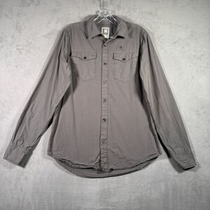 G-STAR RAW Shirt Mens L Olive Green Button Up Long Sleeve Casual Military Rugged